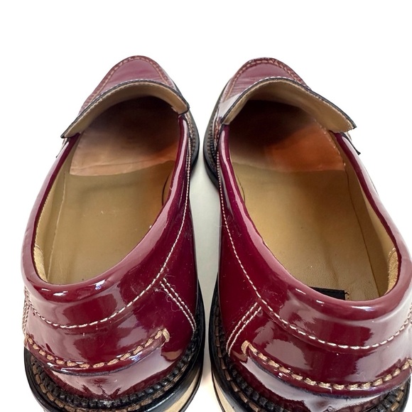 Dolce & Gabbana Burgundy Patent Leather Penny Loafers EU 39 US 8 Glossy Flat - Picture 10 of 16